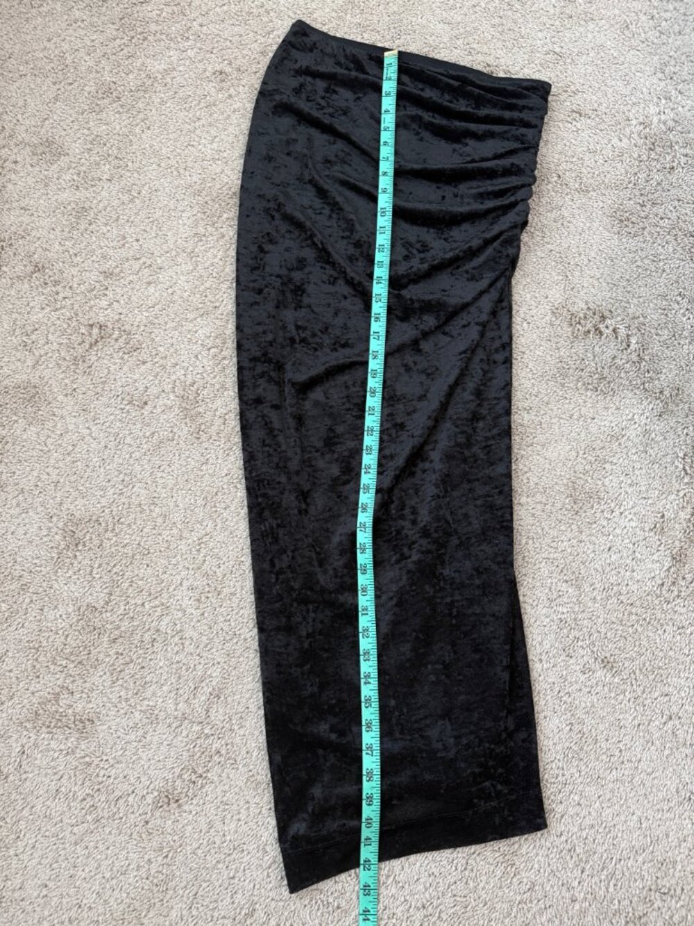 Antonio Melani Black Crushed Velvet Side Ruched Slit Maxi Skirt – NWT Size 8 - Picture 7 of 7